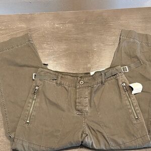 Blank NYC Khaki Cropped Pants with Zipper Details